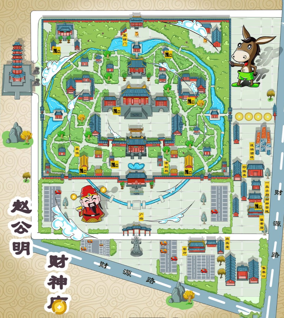 城口寺庙类手绘地图